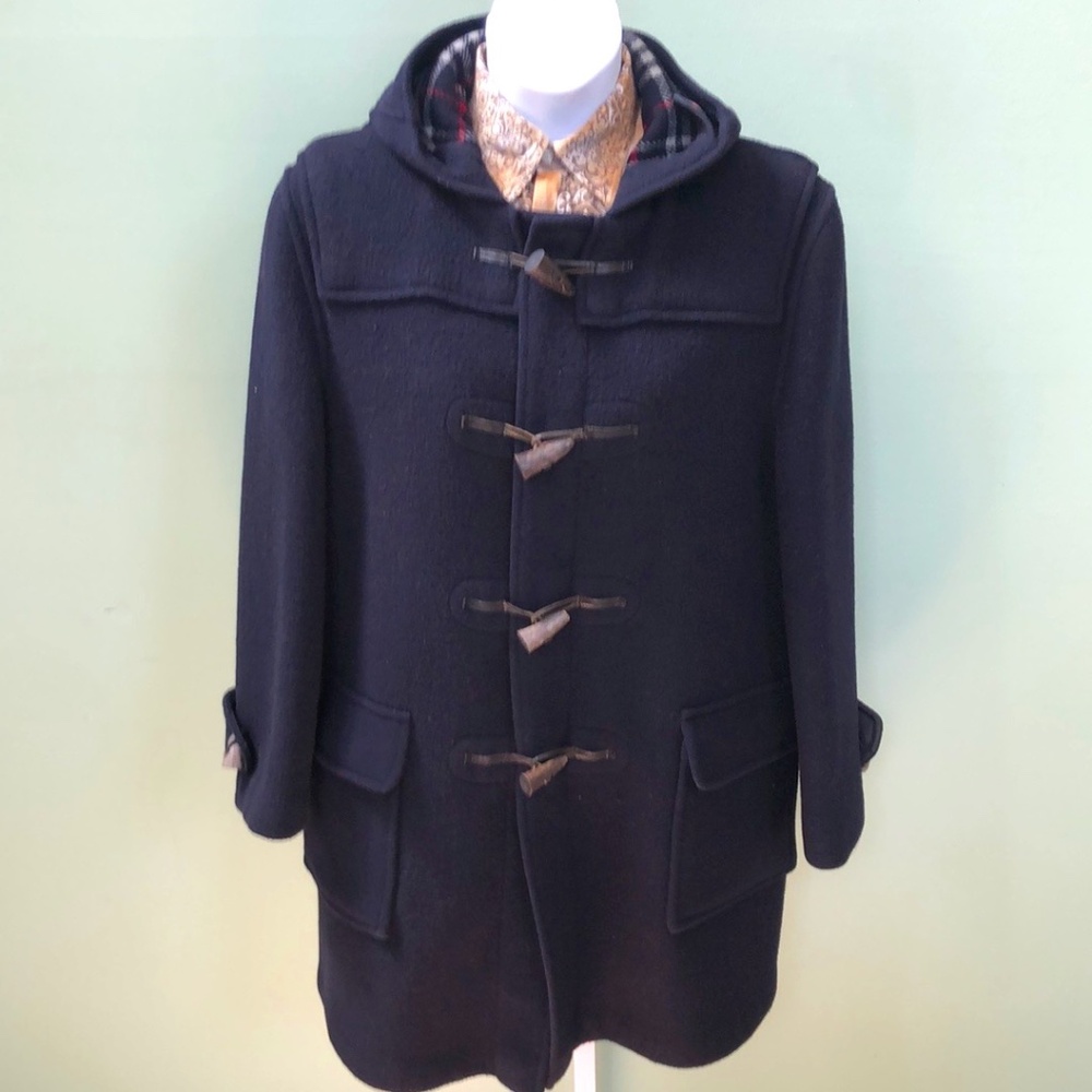 Burberry Women's Navy Blue Wool Duffle Coat w/ COA